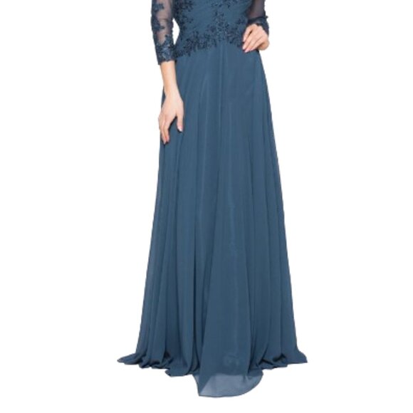 NWT Marsoni by Colors M237 Chiffon Mother of the Bride Dress Peacock Size 16 - Picture 4 of 9